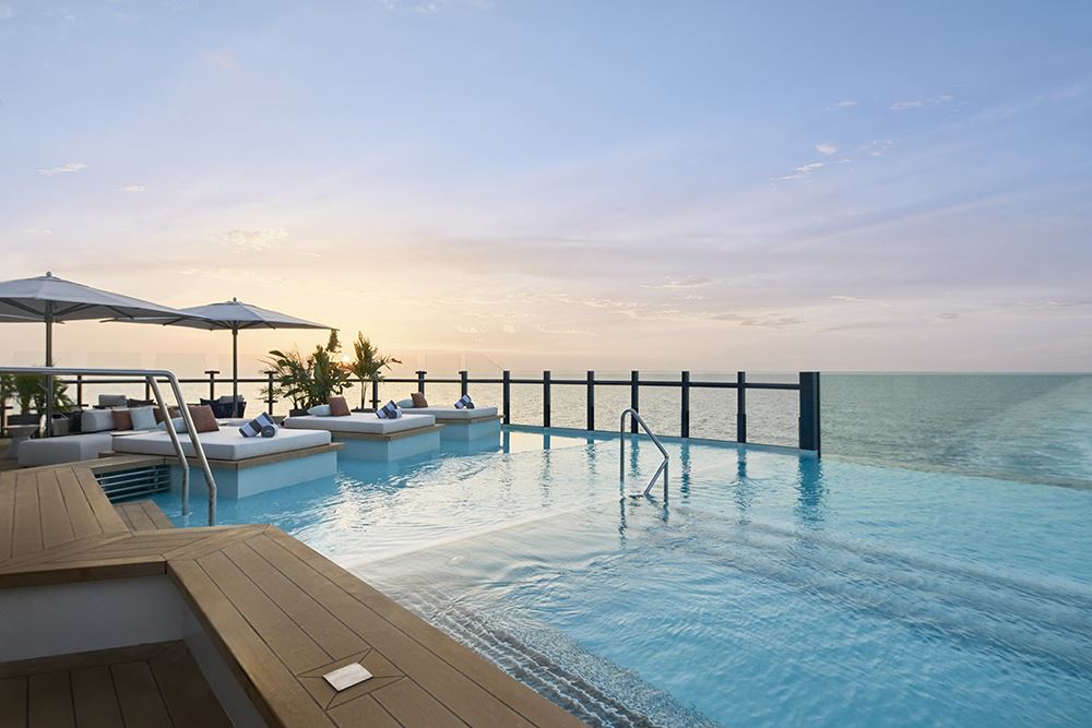 beach house pool view up close on ritz carlton yacht